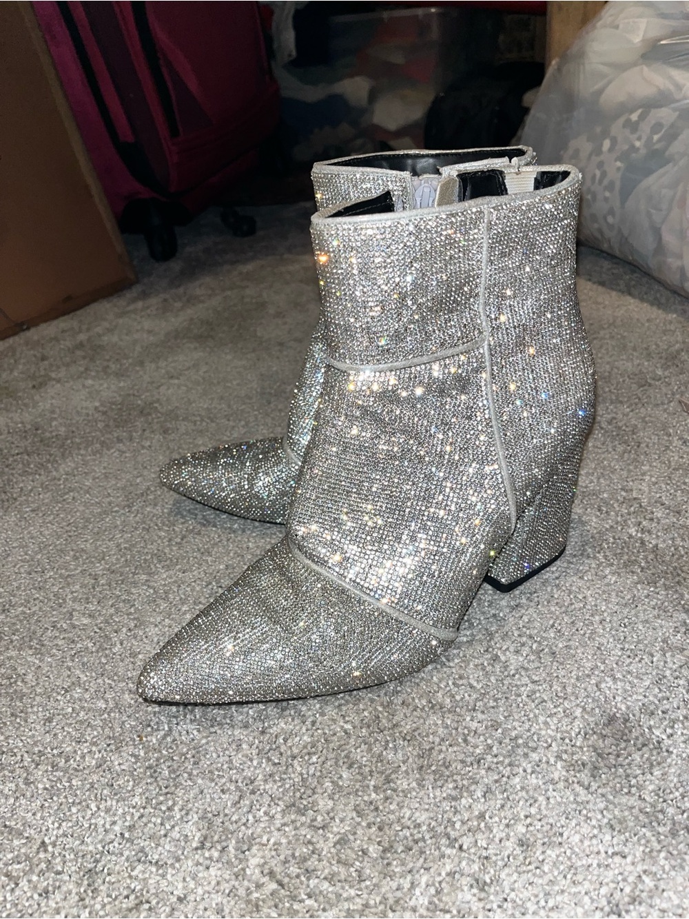 Target Silver Crystal Pointed-Toe Ankle Booties